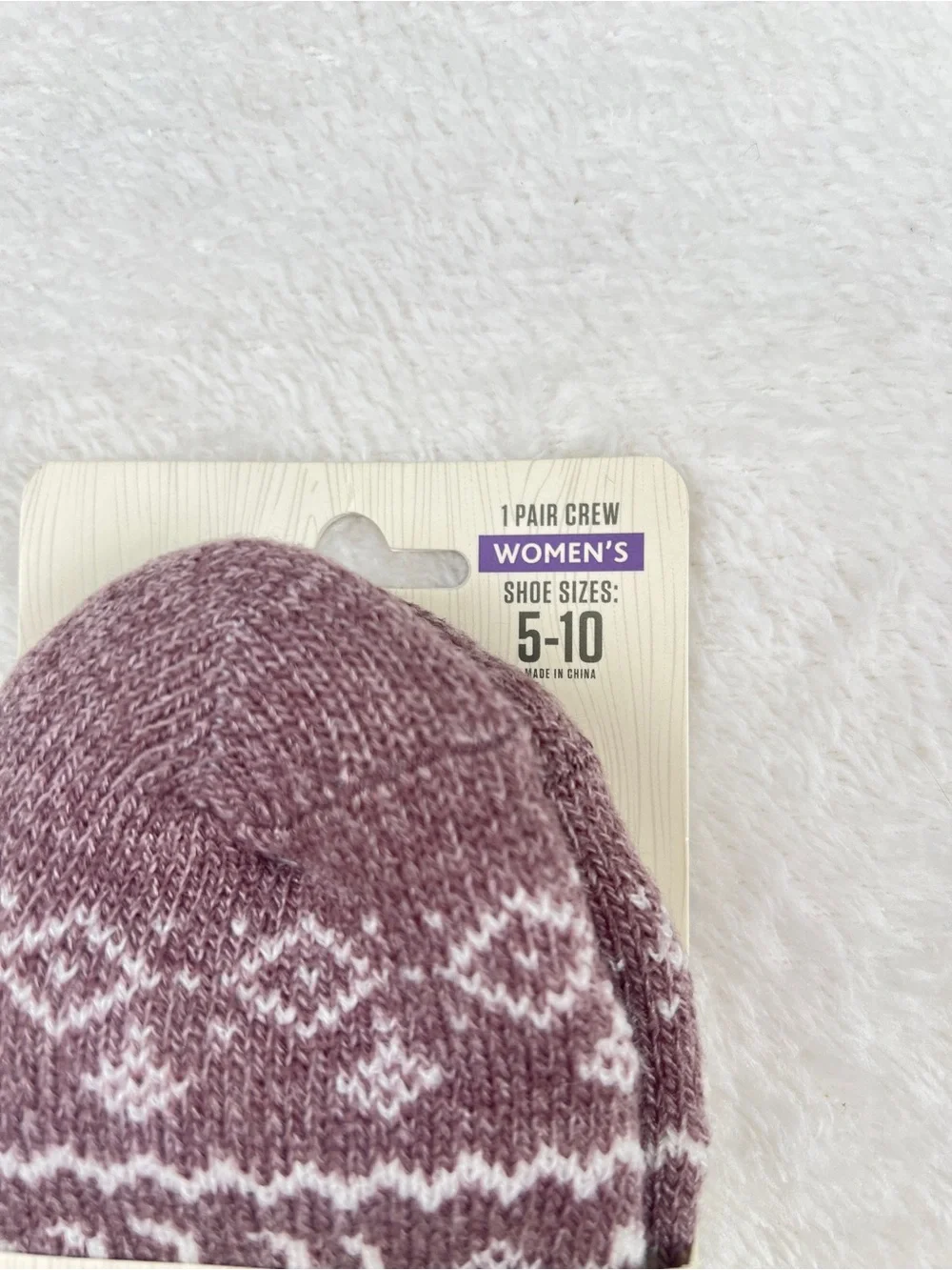 Sof Sole Fireside Cozy Lodge Socks Aloe Vera Purple Fair Isle Womens 5-10
